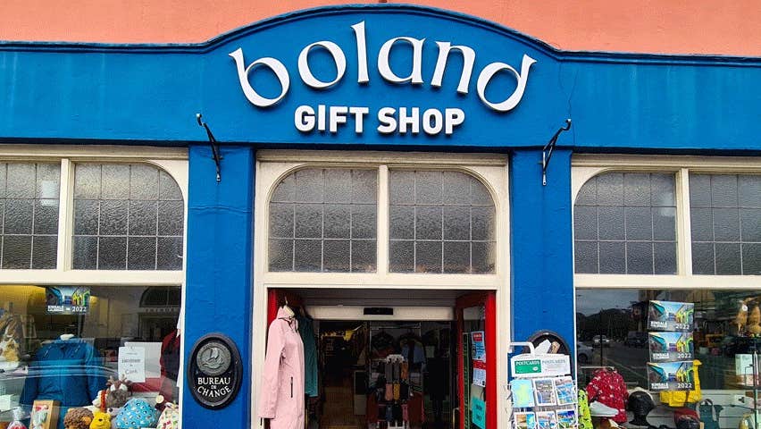 Shop doorway with goods visible on either side