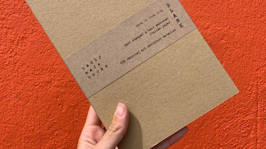 Pick up a recycled paper notebook from Badly Made Books.