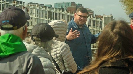 Historical Walking Tour of Dublin with guide at the Ha'penny Bridge