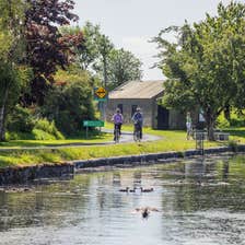 Two cyclists cycling along the Royal Canal Greenway