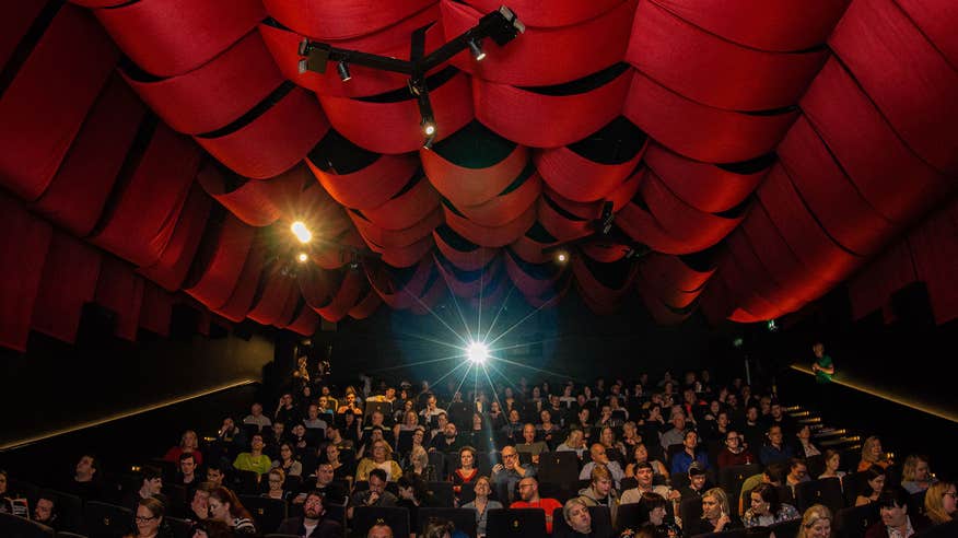 A full audience at the Galway Film Festival inside a theatre.