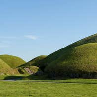 Ancient green mounds at Knowth in Meath
