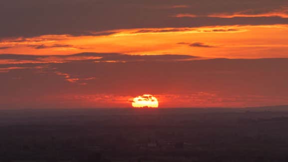 Hill of Uisneach Summer Solstice, a red sunset