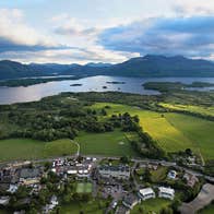 Aerial view of the Gleneagle Conferences and Events Centre with Killarney lakes in the background