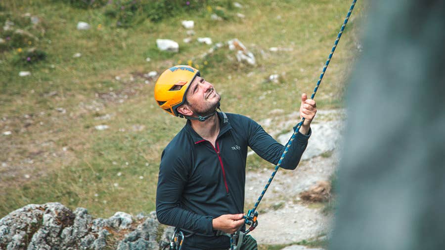 gentleman rock climbing with Climb It