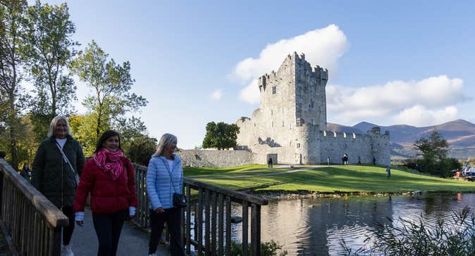 People at Ross Castle in Killarney National Park, Co Kerry