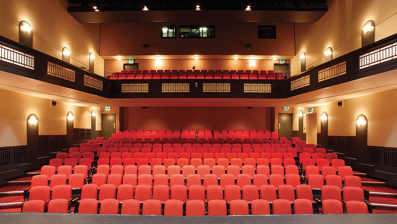 Town Hall Theatre interior with 400 red seats