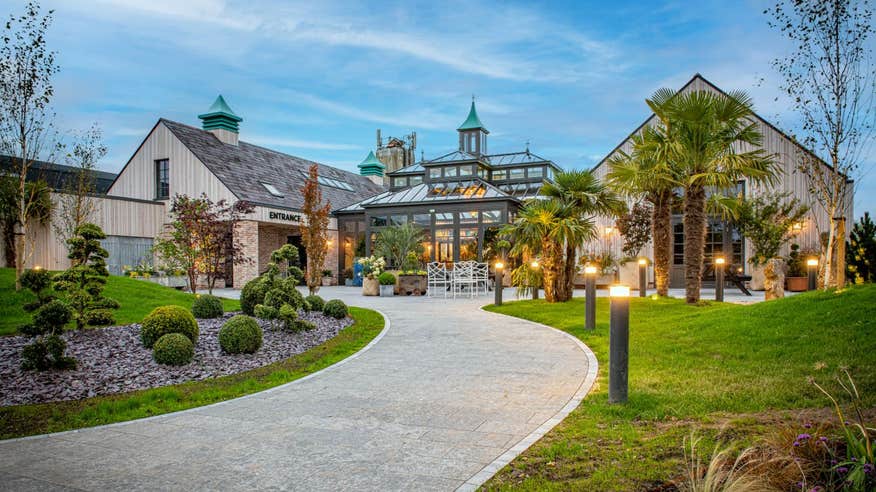 Manicured gardens outside The Shed Distillery, Leitrim