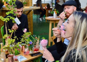 Some friends enjoying a gin and ice cream at the Stillgarden Distillery