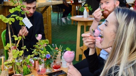 Some friends enjoying a gin and ice cream at the Stillgarden Distillery