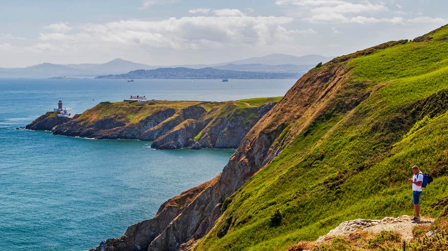 A hiker on the Howth Cliff Walk in County Dublin
