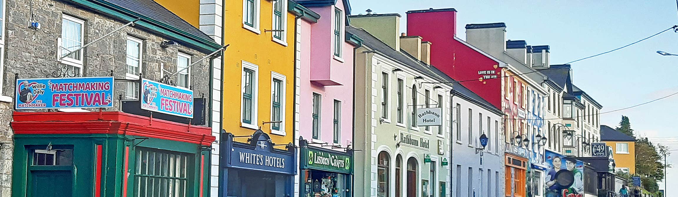 Colourful houses on Lisdoonvarna's Main Street, County Clare