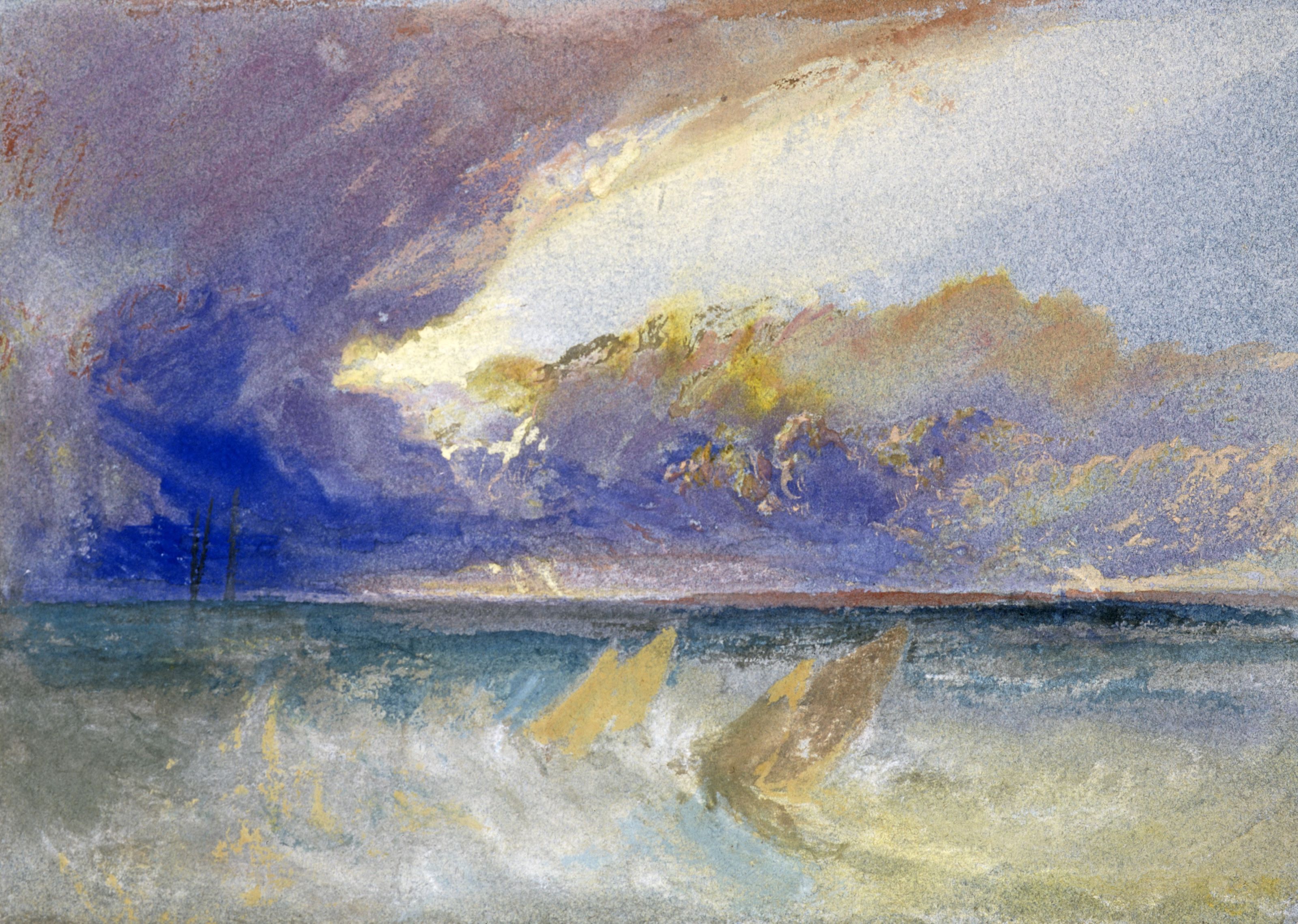 Watercolour of stormy sea and dark overhanging clouds. Collection: National Galleries of Scotland Henry Vaughan Bequest 1900.