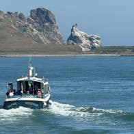 Howth Cliff Cruises boat on a Howth Cliffs and Irelands Eye tour