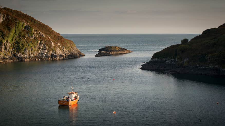 A boat cruising in Lough Hyne, Co Cork