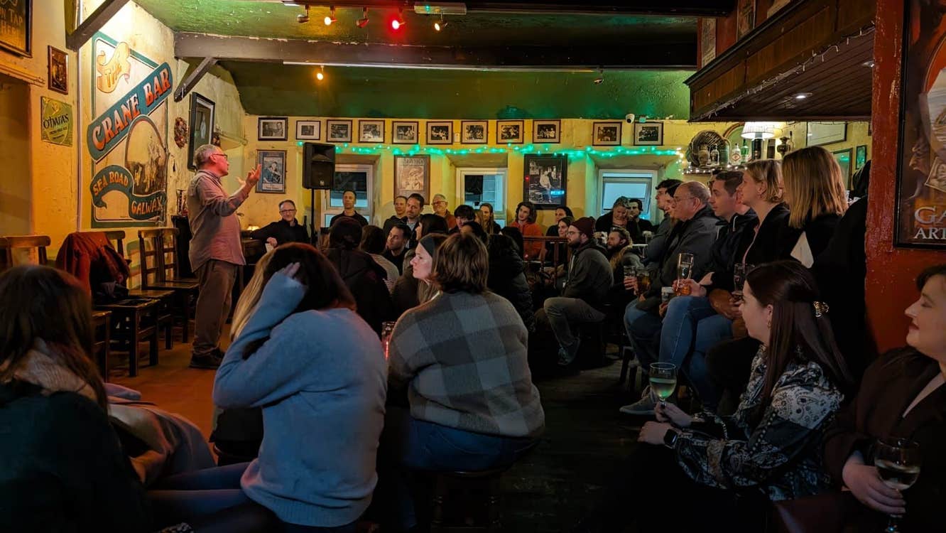 An audience enjoying a performance of Celtic Tales at The Crane Bar