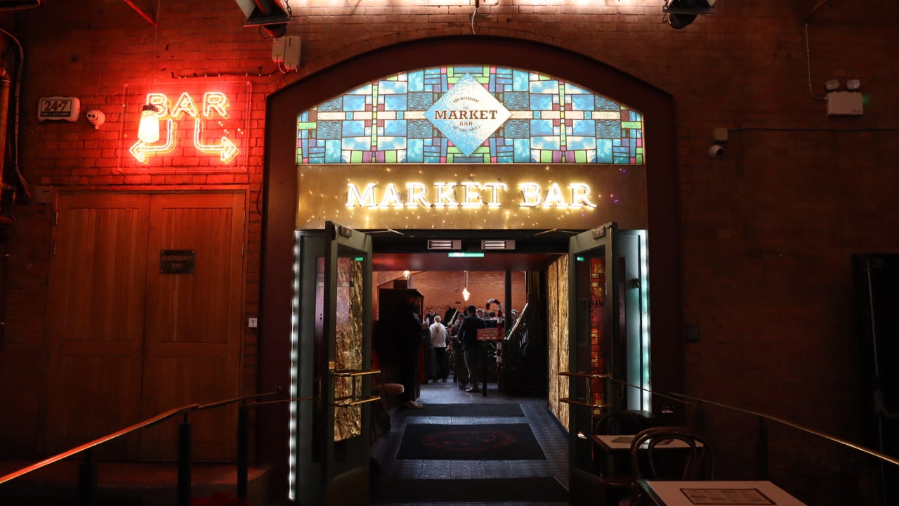 The Fade Street Market entrance at night