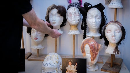 A backstage look at a display of costume hair accessories with Abbey Theatre Tours
