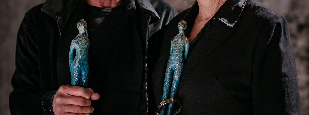 Ed Harris and Jessical Lange with their volta awards.