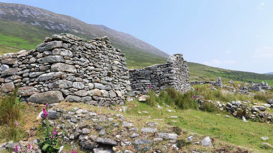 Deserted village in Slievemore on Achill Island in County Mayo