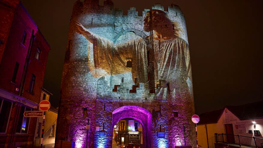 A projection on St Laurence's Gate in Drogheda, Co Louth