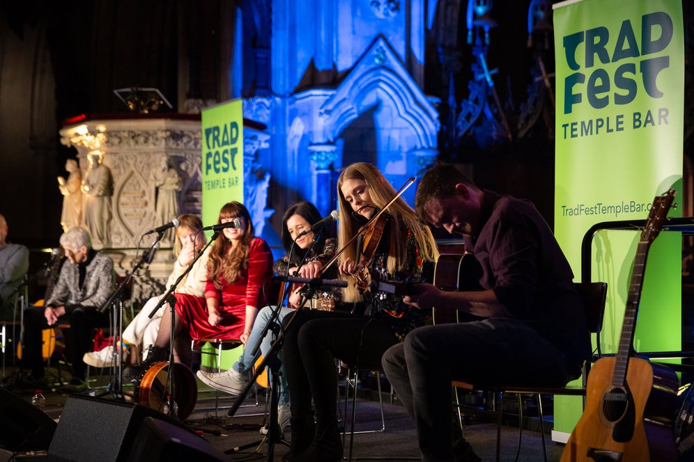 Women of Note performing at TradFest 2022 in Dublin city