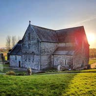 Exterior of Ballintubber Abbey at sunset