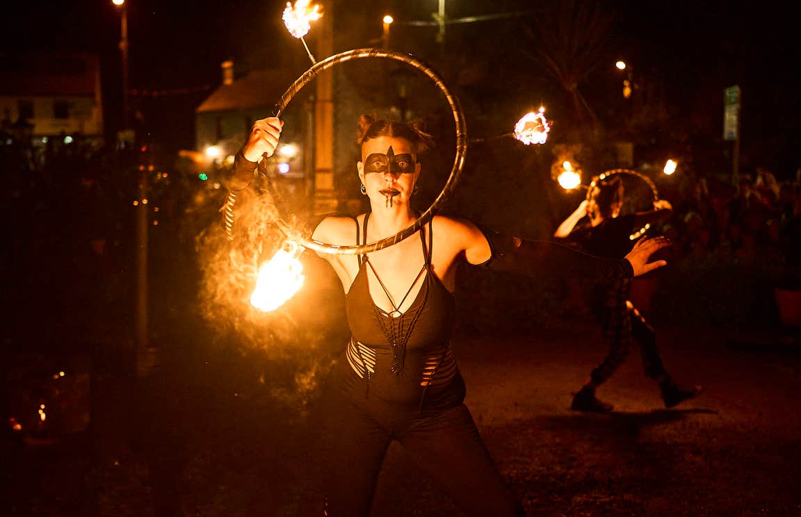 A fire performer
