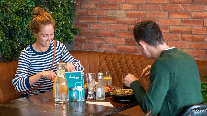 A couple eating a meal at the Wholesome Kitchen in Mullingar, County Westmeath
