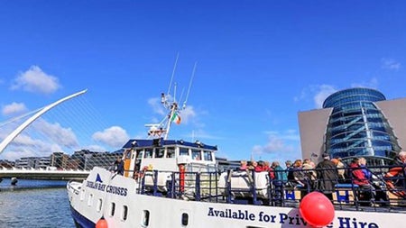 Dublin Bay Cruises boat in dock at Grand Canal Dock