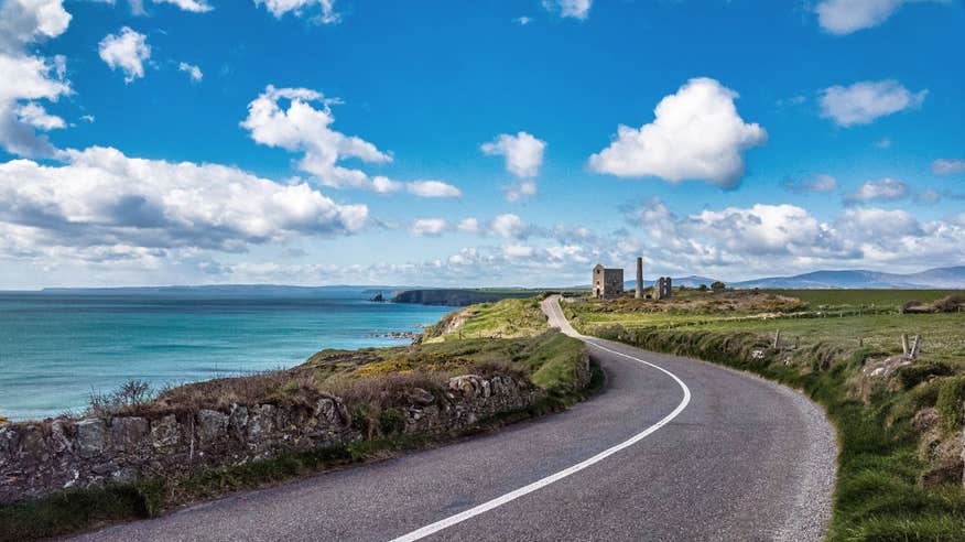 Clear water beside a quiet road on The Copper Coast, County Waterford