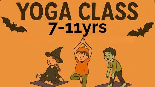 Halloween themed yoga and mindfulness workshop at Siamsa Tíre for children 7-11 years with Halloween themed yoga poses