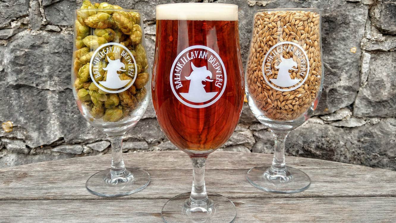 Glass of beer from Ballykilcavan brewery