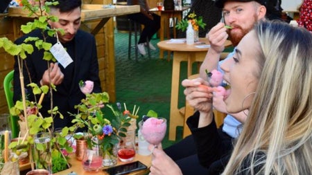 People enjoying cocktails and sorbet at the Stillgarden Distillery
