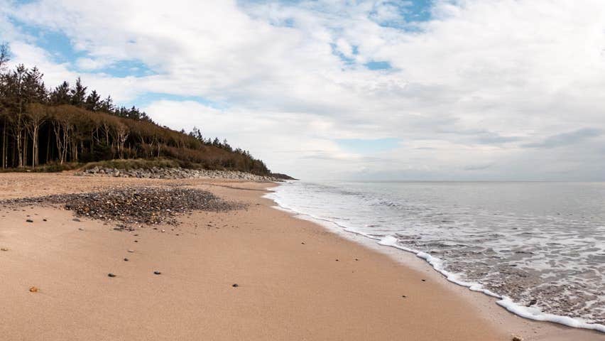 View of beach and sea at Courtown Beach
