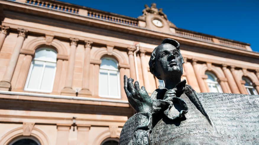 The WB Yeats bronze statue in Sligo town, County Sligo