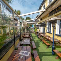 Exterior image of the beer garden at The Bloody Stream