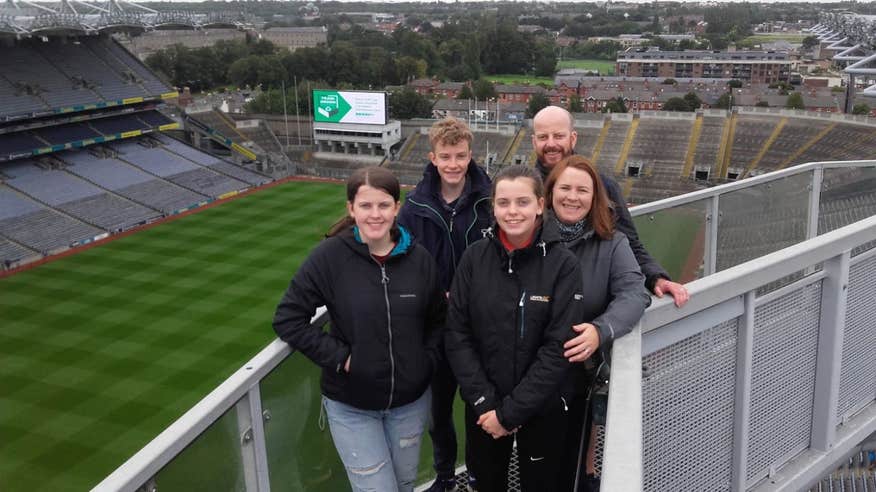 A family taking a tour of Croke Park, Dublin