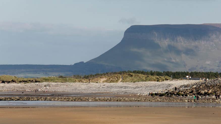 Benbulben in the distance behind Strandhill Beach in Sligo