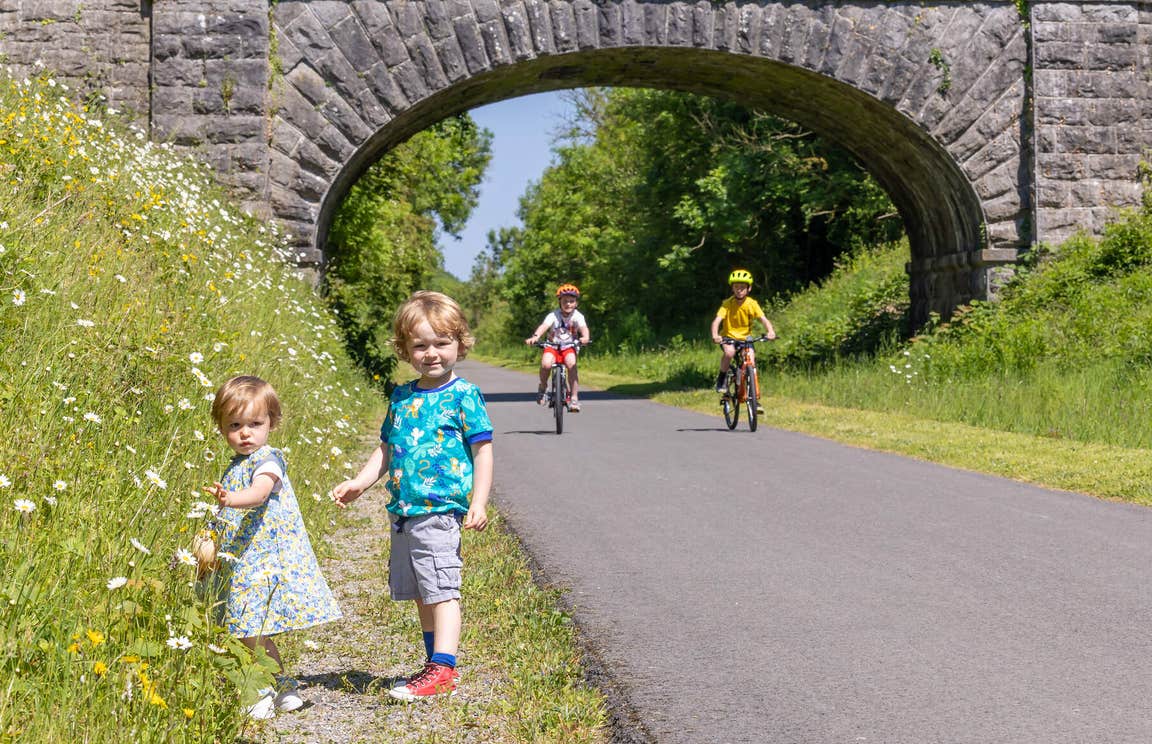 Four kids on the Old Rail Trail Greenway in County Westmeath