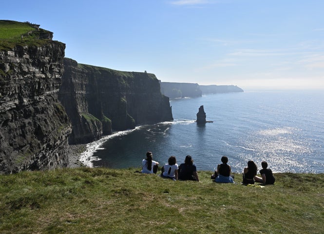 People enjoying views of the Cliffs of Moher with Ireland Whiskey Tours