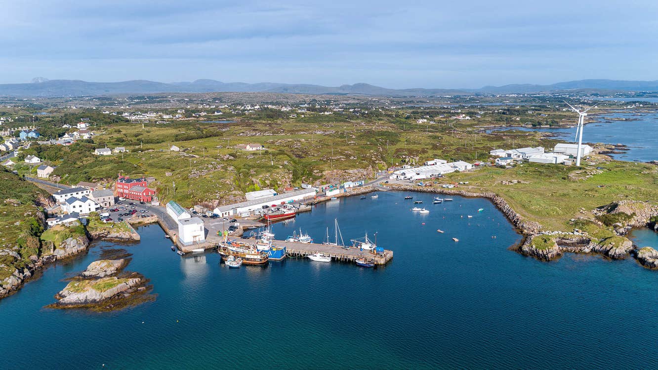 Aerial view of Burtonport Harbour.