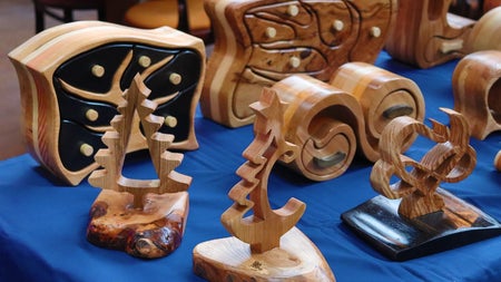 The Fade Street Market, a display of wooden items for sale