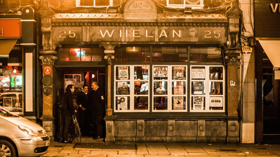 sepia coloured image of the exterior of Whelans