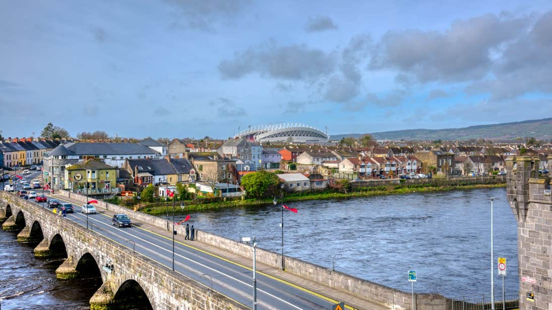 Blue skies and clouds over Thomond Park