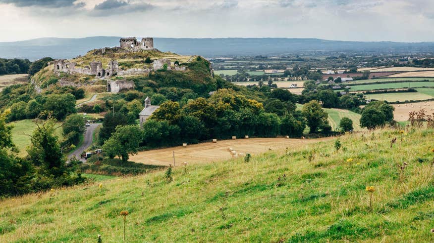 A far away shot of the Rock of Dunamase in Laois.