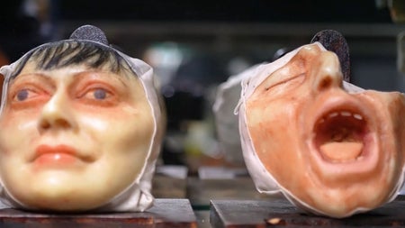 Two face masks in a museum