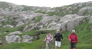 Three walkers on The Bluestack Way
