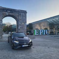 A Top Hat Chauffeurs car parked outside EPIC The Irish Emigration Museum
