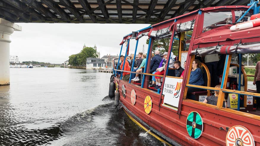 People on a Viking Tours boat in Athlone, County Westmeath